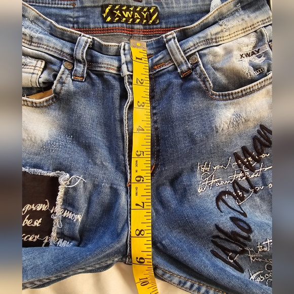 XWAY Jeans Teen 13/14 Skinny Ankle Stitched Distressed Stretch Denim 25x25.5 - Picture 7 of 14